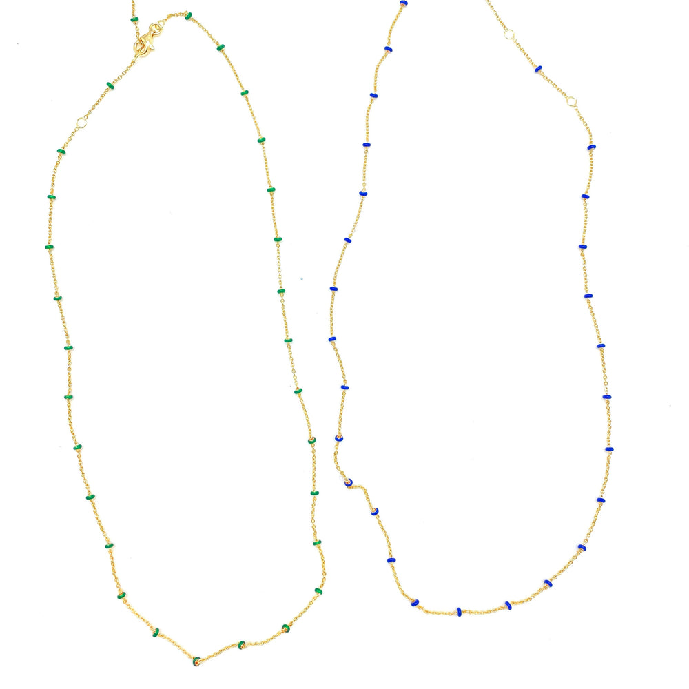 14k gold and enamel station chain