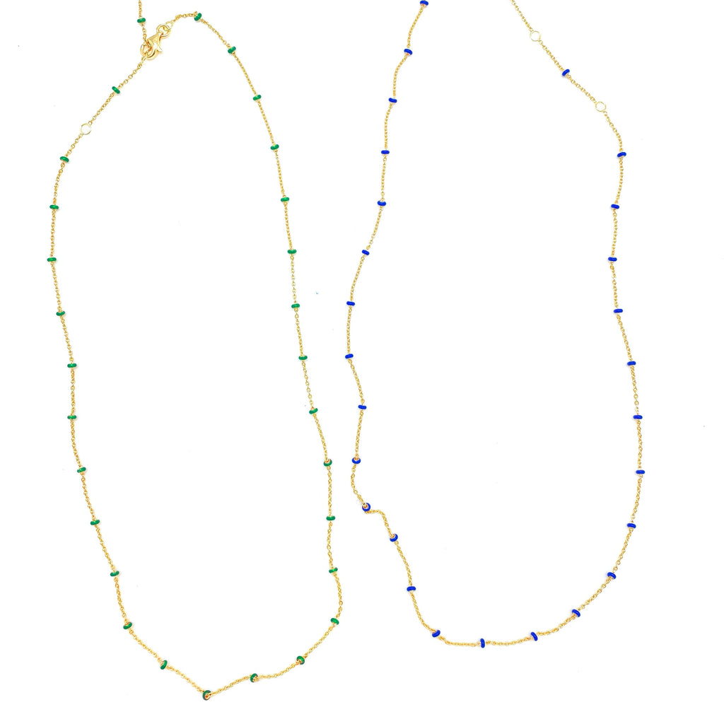 14k gold and enamel station chain Serpentine Jewelry Design