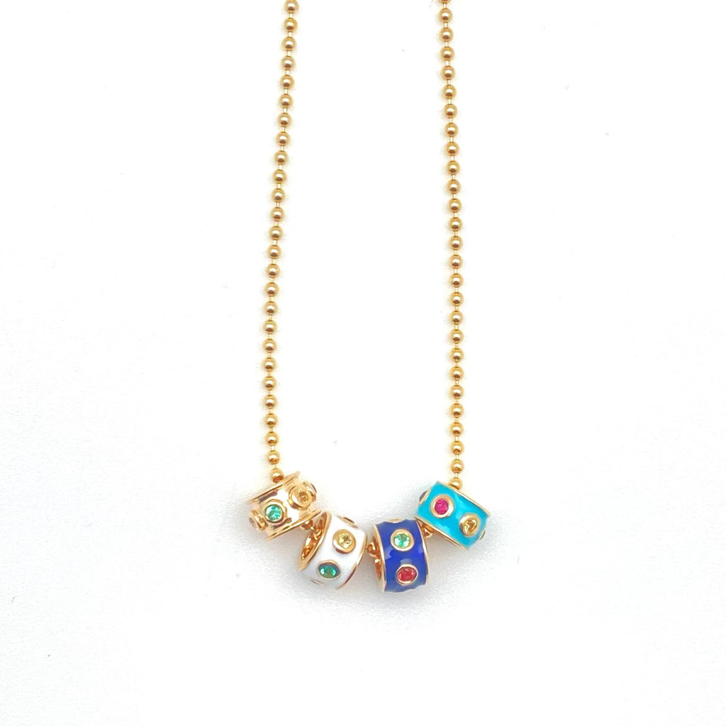 Multicolor sapphire 14k gold barrel slider charm Serpentine Jewelry