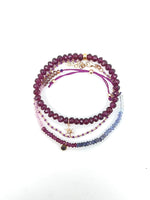 Gemstone bracelets - purple & gold