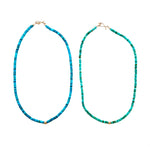 Turquoise Rondelles Necklace w/Gold & Diamond Accent