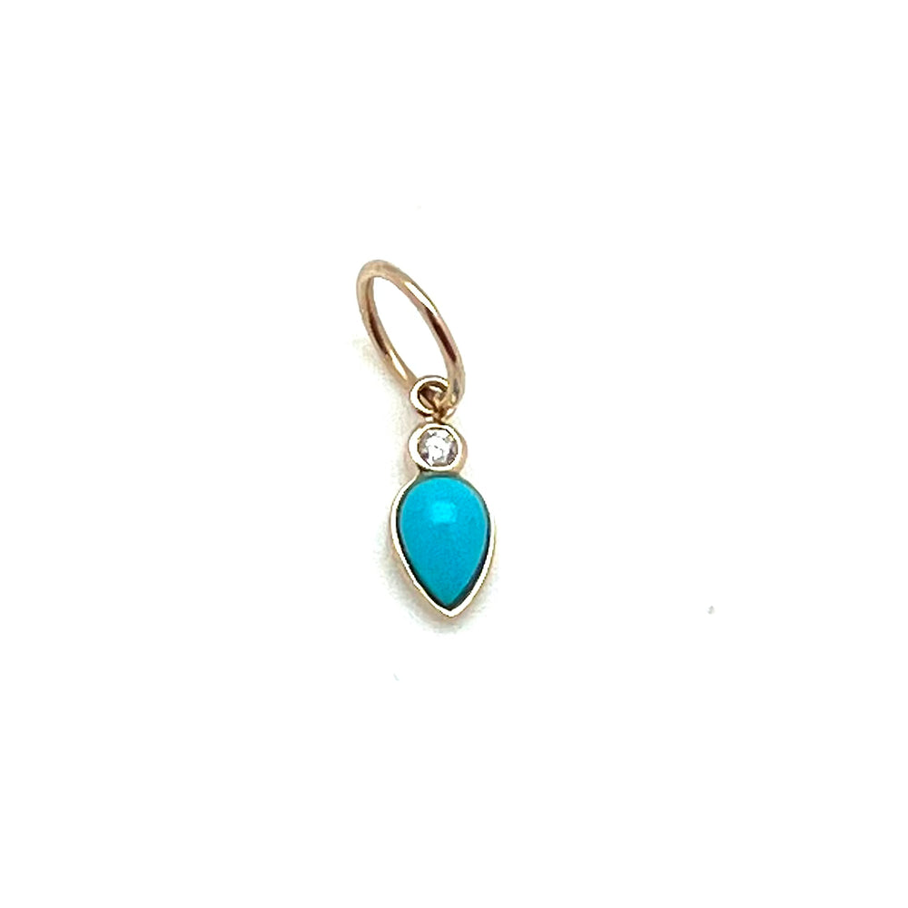 Tiny Turquoise Drop with diamond accent