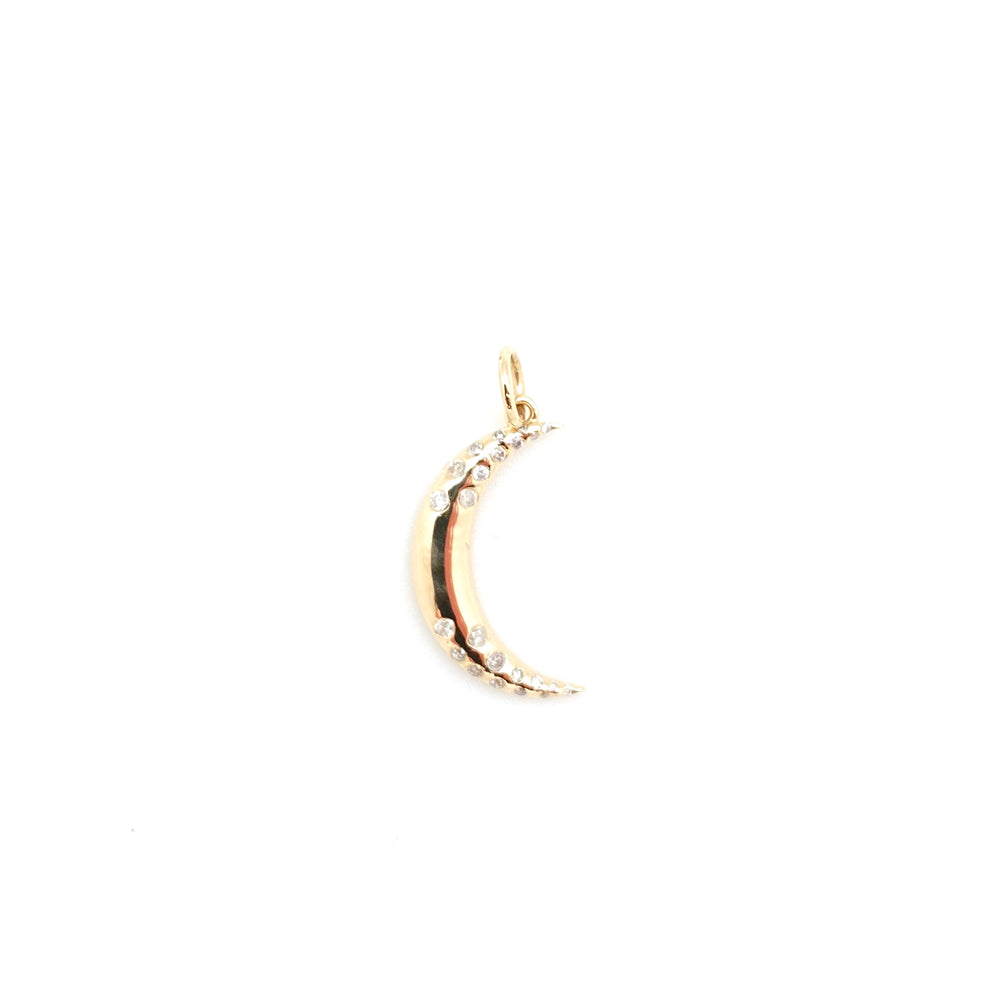 Gold Crescent Moon with Scattered Diamonds