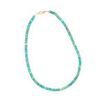 Turquoise Heishi Necklace w/Gold & Diamond Accent
