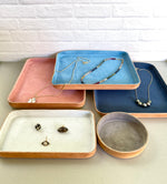 Suede lined leather tray  - round