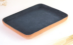 Suede lined leather tray  - large