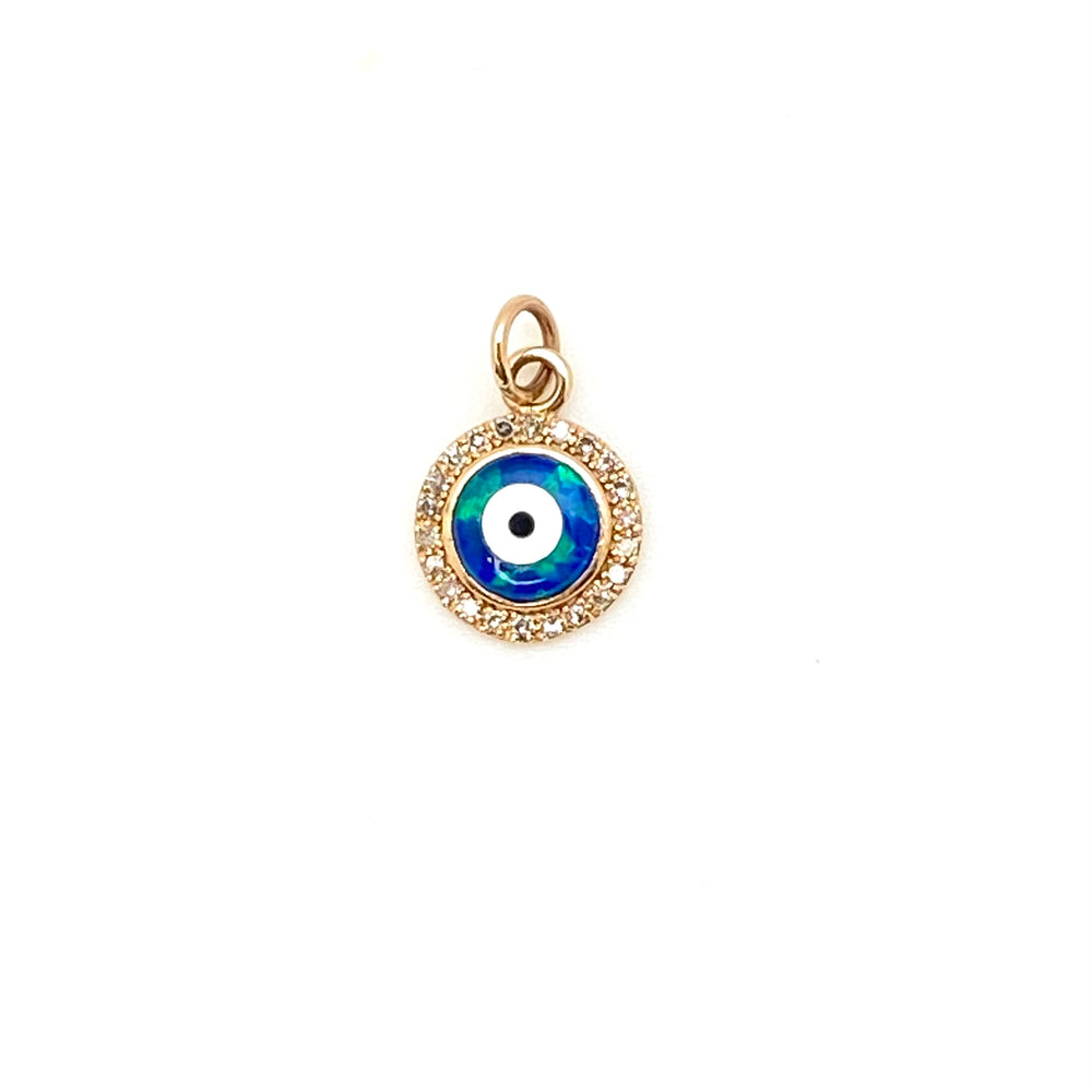 Opal and mother of pearl evil eye pendant