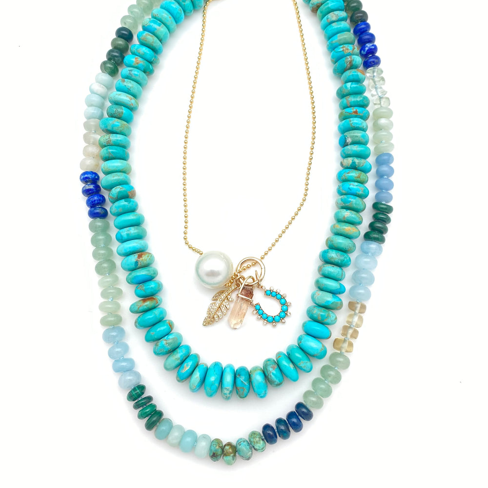 Kingman turquoise rondelles necklace